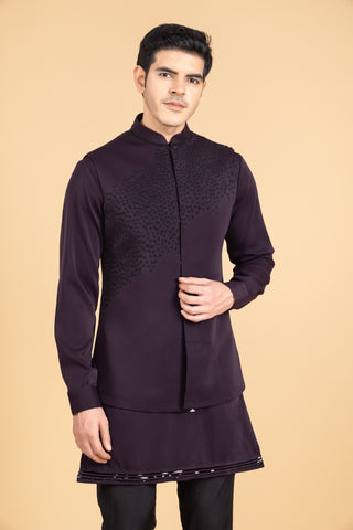 WINE SIROSKI JACKET KURTA SET
