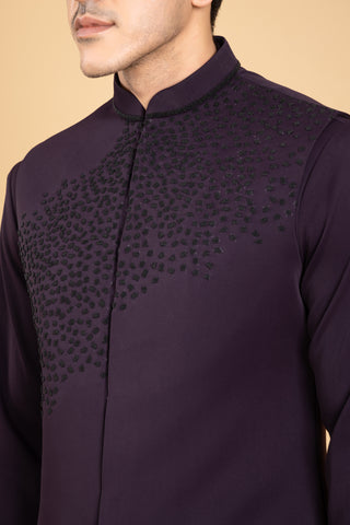 WINE SIROSKI JACKET KURTA SET