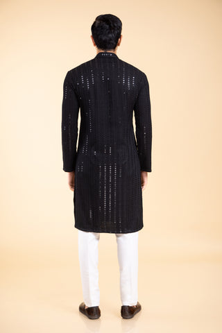 BLACK HERVEY SEQUIN KURTA SET