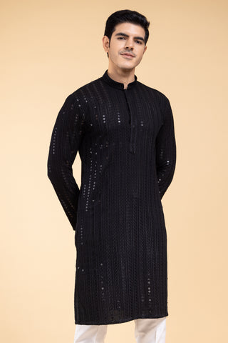 BLACK HERVEY SEQUIN KURTA SET