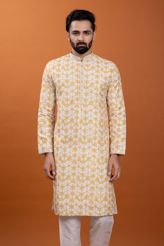 YELLOW PATTERNED KURTA SET