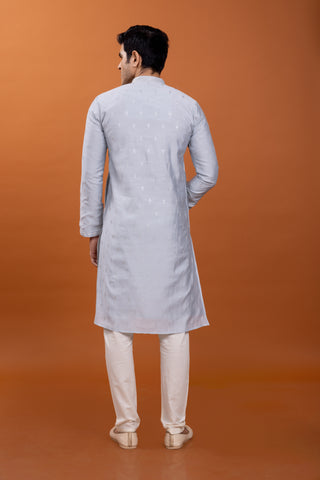 SKY BLUE SILK KURTA SET