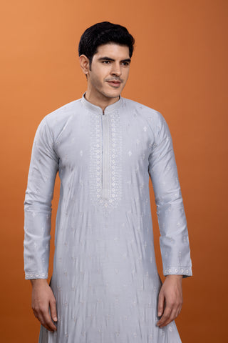 Light Blue Silk Kurta for Mens for Diwali