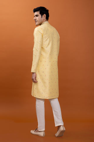 YELLOW PINTEK KURTA SET