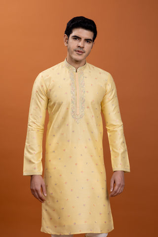 YELLOW PINTEK KURTA SET