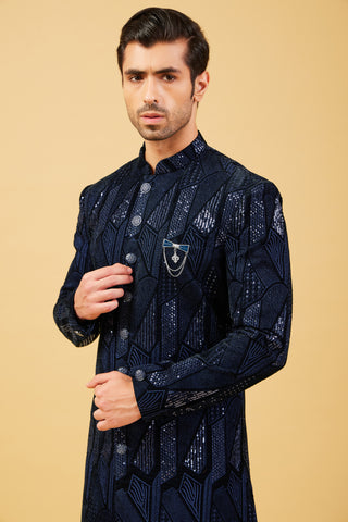 Blue Party Wear Indo Western For Men
