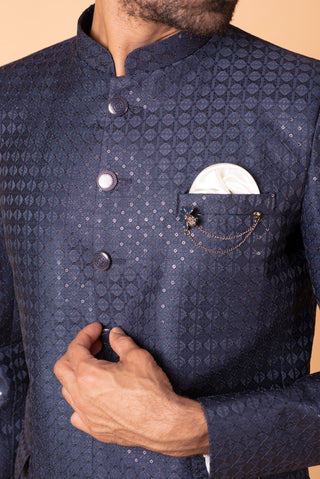 NAVY BLUE SEQUIN JODHPURI