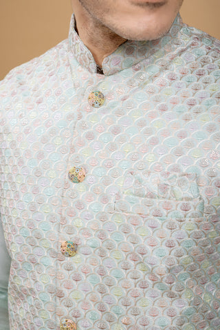 SEA GREEN SERENITY JACKET KURTA SET