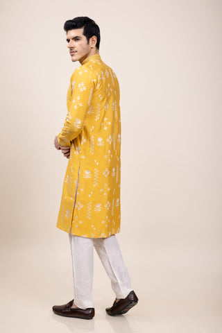 YELLOW LOTUS KURTA SET