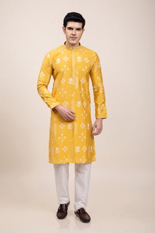 Yellow Kurta pajama Haldi designer