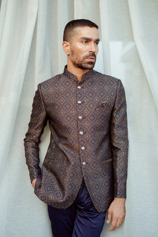 ROYAL BLUE SILK JODHPURI