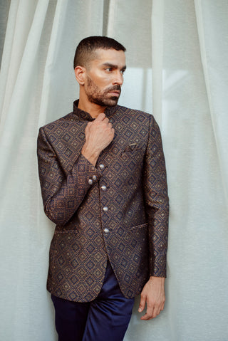 ROYAL BLUE SILK JODHPURI