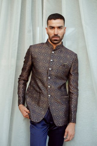 ROYAL BLUE SILK JODHPURI