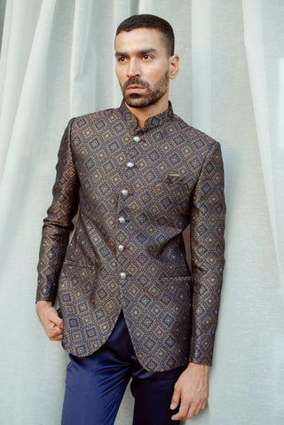 ROYAL BLUE SILK JODHPURI