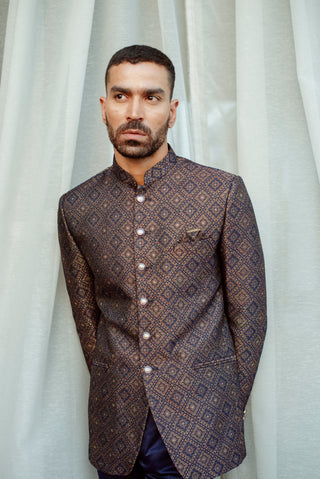 ROYAL BLUE SILK JODHPURI