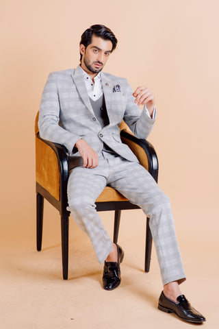 GREY CHECK TUXEDO