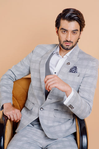 GREY CHECK TUXEDO