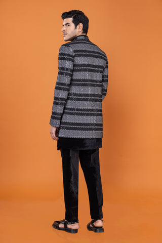 BLACK CHARCOAL VELVET SHRUG INDO WESTERN
