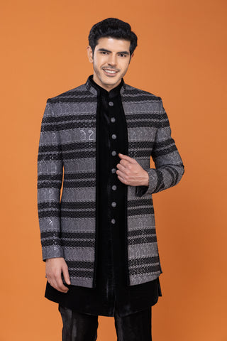 Black Velvet Indo Western For Men