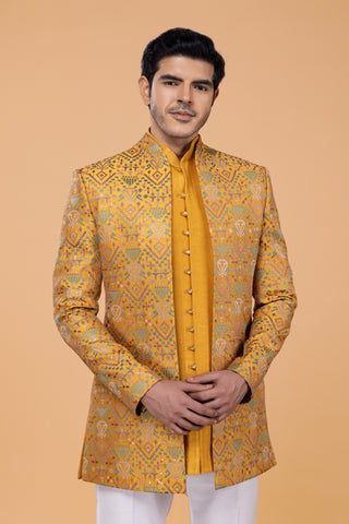 Yellow Haldi Outfit For Men Wedding