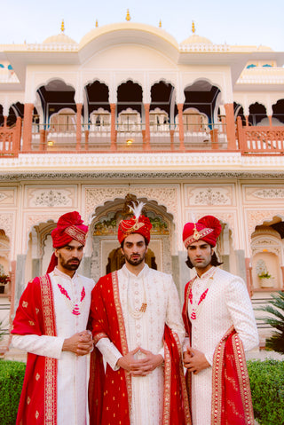 CREAM DIAMOND CUT SHERWANI