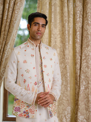 WHITE CARNIVAL JACKET KURTA SET