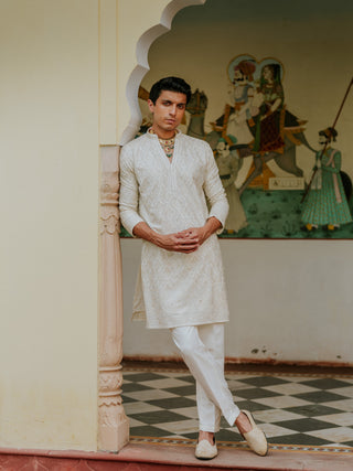 RAJWADA CREAM  KURTA  PAJAMA SET