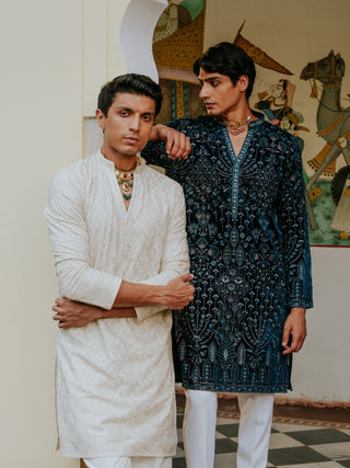 RAJWADA CREAM  KURTA  PAJAMA SET