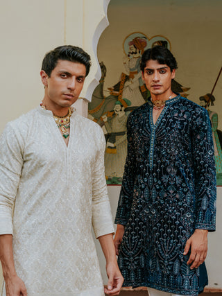 RAJWADA CREAM  KURTA  PAJAMA SET