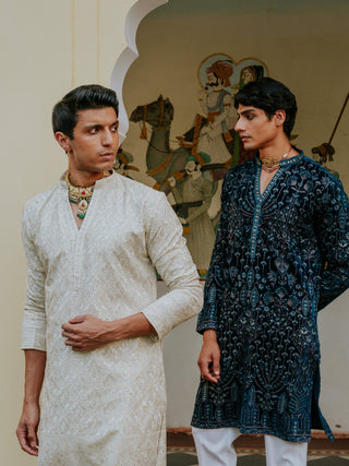 RAJWADA CREAM  KURTA  PAJAMA SET