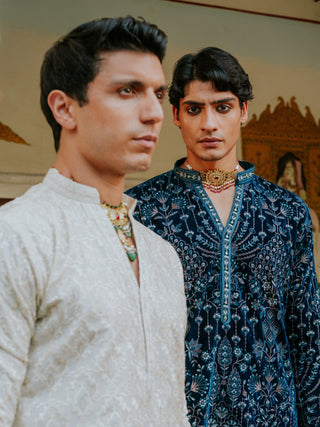 NOOR  BLUE KURTA  PAJAMA SET