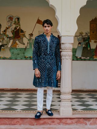 NOOR  BLUE KURTA  PAJAMA SET