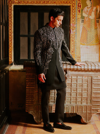 IMPERIAL BLACK SILK INDO WESTERN