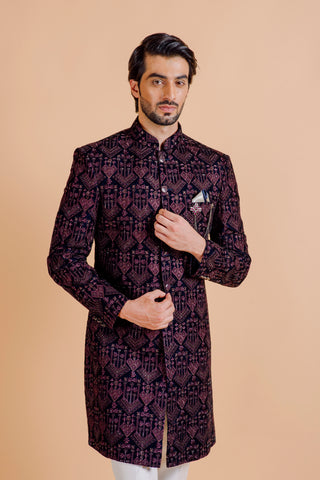 WINE WORLI VELVET SEQUIN INDO WESTERN
