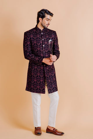 WINE WORLI VELVET SEQUIN INDO WESTERN