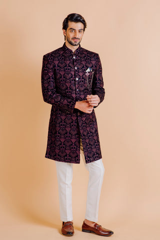 WINE WORLI VELVET SEQUIN INDO WESTERN