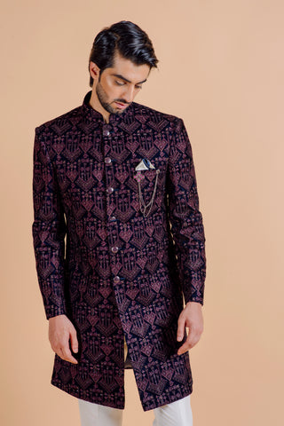 WINE WORLI VELVET SEQUIN INDO WESTERN