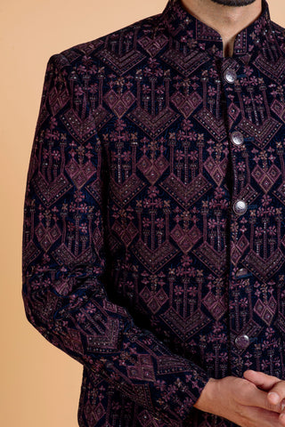 WINE WORLI VELVET SEQUIN INDO WESTERN