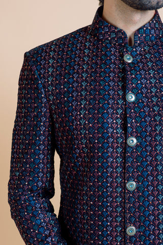 MULTICOLOR VELVET SEQUIN INDO WESTERN