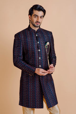 MULTICOLOR VELVET SEQUIN INDO WESTERN