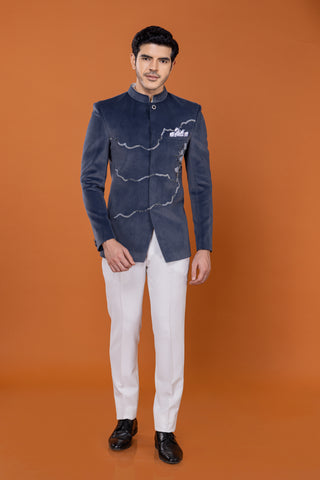 Designer Jodhpuri Set For Men Blue