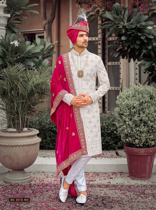 Off-White Accentuated Sherwani Set