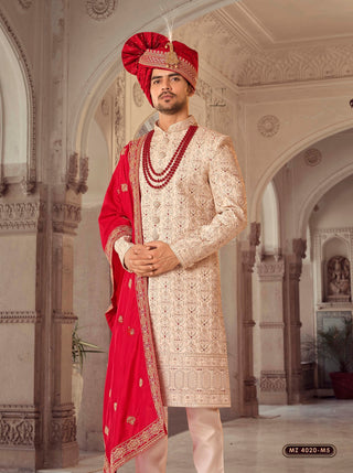 Classic Beige Sherwani Set