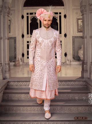 Opulent Peach Elegance Sherwani