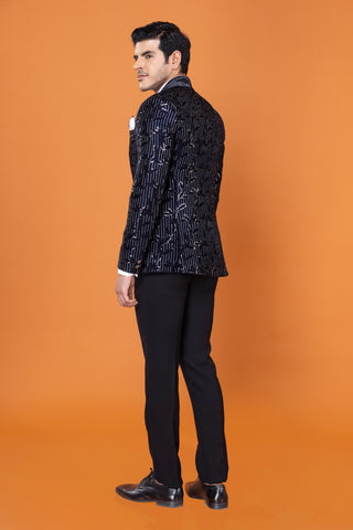 BLACK SEQUIN VELVET TUXEDO