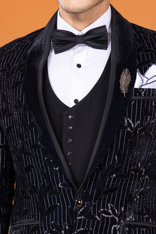 BLACK SEQUIN VELVET TUXEDO