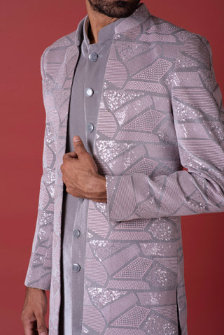 GREY VELVET DIAMOND SHRUG INDO WESTERN
