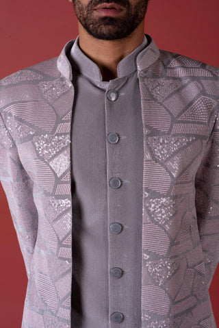 GREY VELVET DIAMOND SHRUG INDO WESTERN