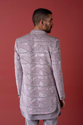 GREY VELVET DIAMOND SHRUG INDO WESTERN