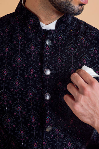 WINE PETAL WAIST COAT SET